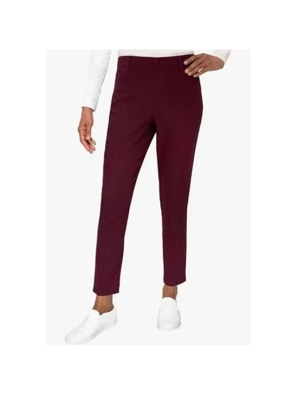 NWT Mario Serrani Women's XL Burgundy Textured Pull-On Pants Rayon Blend C0663